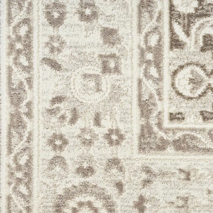 Ivory Brown And Gray Floral Distressed Non Skid Area Rug Photo 2
