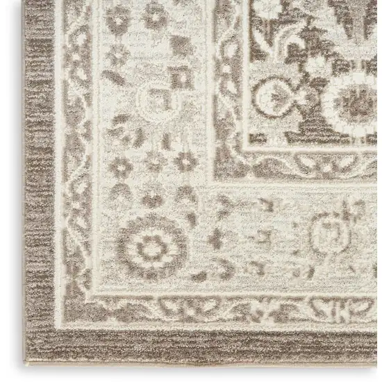 Ivory Brown And Gray Floral Distressed Non Skid Area Rug Photo 3