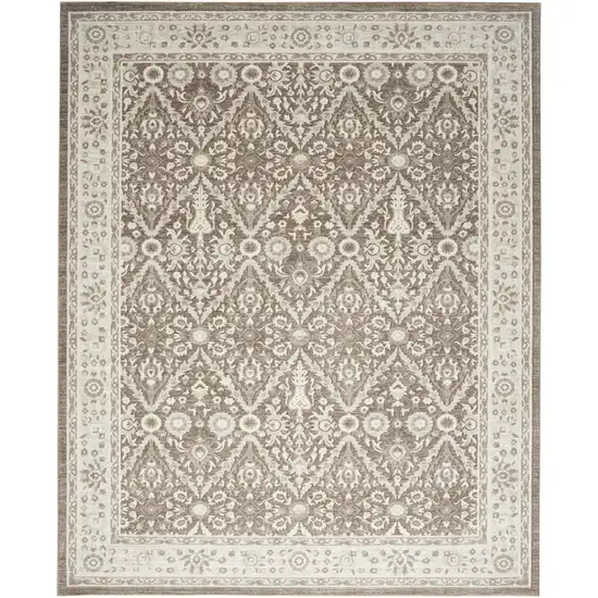 Ivory Brown And Gray Floral Distressed Non Skid Area Rug Photo 8