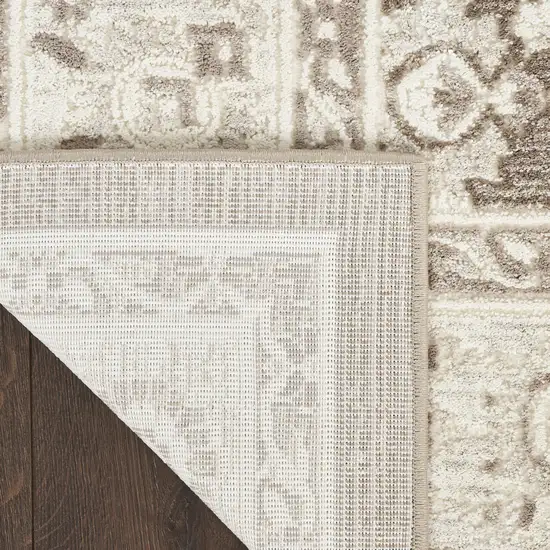 Ivory Brown And Gray Floral Distressed Non Skid Area Rug Photo 9