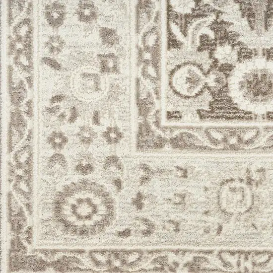 Ivory Brown And Gray Floral Distressed Non Skid Area Rug Photo 3
