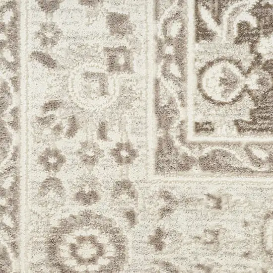 Ivory Brown And Gray Floral Distressed Non Skid Area Rug Photo 1