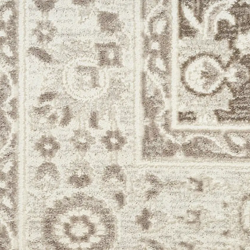 Ivory Brown And Gray Floral Distressed Non Skid Area Rug Photo 1