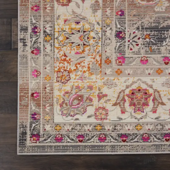 Ivory Brown And Gray Floral Distressed Non Skid Area Rug Photo 4