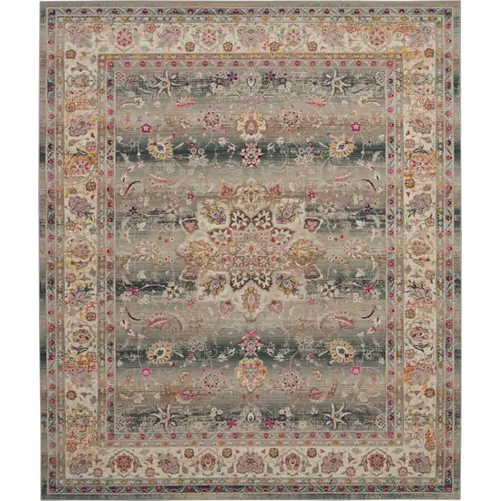 Ivory Brown And Gray Floral Distressed Non Skid Area Rug Photo 2