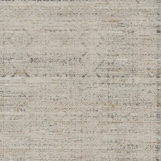 Ivory Brown And Gray Geometric Distressed Area Rug With Fringe Photo 6