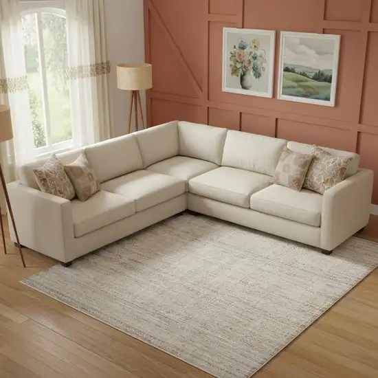 Ivory Brown And Gray Geometric Distressed Area Rug With Fringe Photo 1