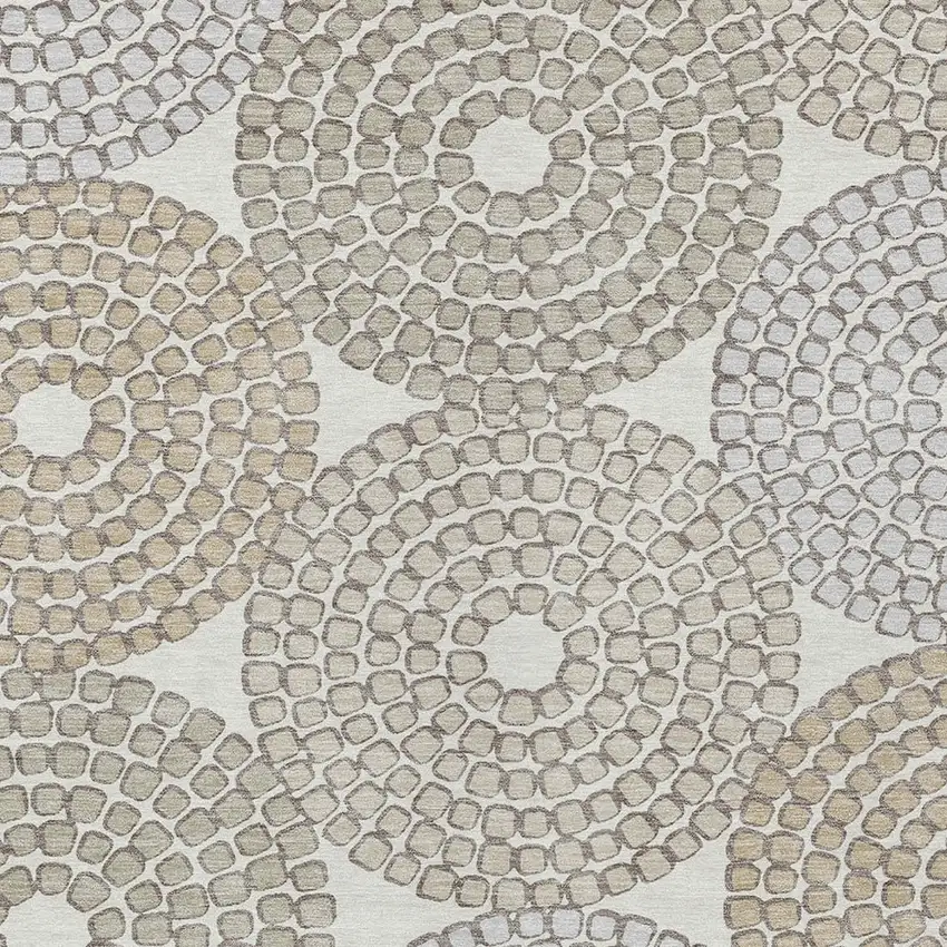 Ivory Brown And Gray Geometric Washable Indoor Outdoor Area Rug Photo 6