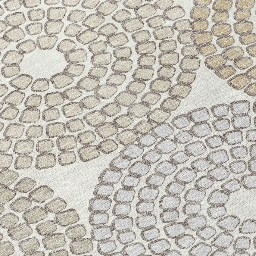 Ivory Brown And Gray Geometric Washable Indoor Outdoor Area Rug Photo 7