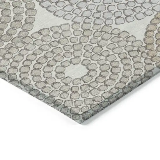 Ivory Brown And Gray Geometric Washable Indoor Outdoor Area Rug Photo 5