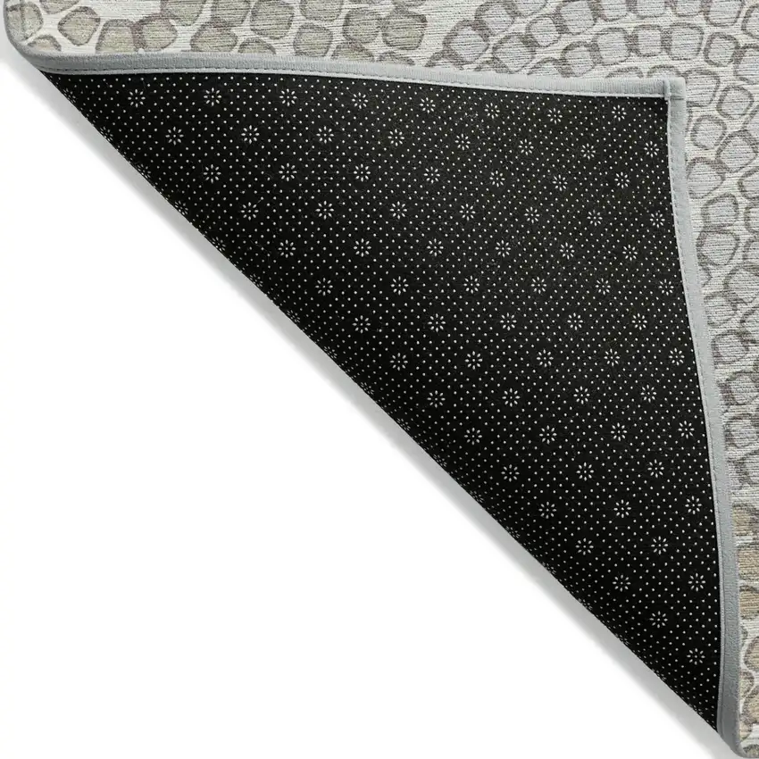 Ivory Brown And Gray Geometric Washable Indoor Outdoor Area Rug Photo 4