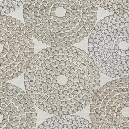 Ivory Brown And Gray Geometric Washable Indoor Outdoor Area Rug Photo 6