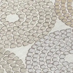 Photo of Ivory Brown And Gray Geometric Washable Indoor Outdoor Area Rug