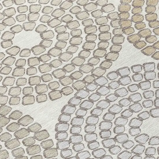 Ivory Brown And Gray Geometric Washable Indoor Outdoor Area Rug Photo 6