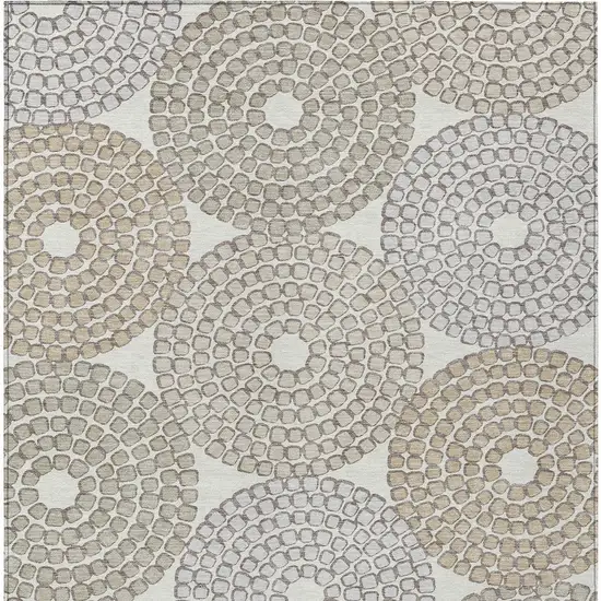 Ivory Brown And Gray Geometric Washable Indoor Outdoor Area Rug Photo 7