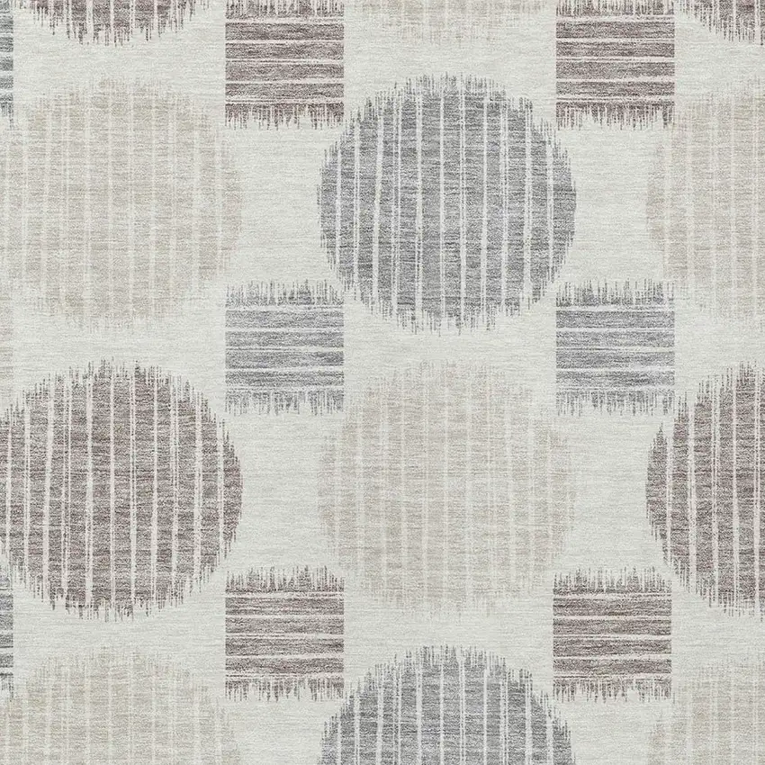Ivory Brown And Gray Geometric Washable Indoor Outdoor Area Rug Photo 6