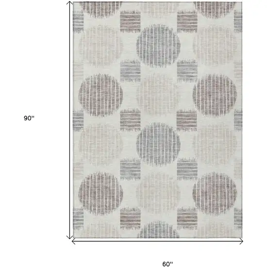 Ivory Brown And Gray Geometric Washable Indoor Outdoor Area Rug Photo 3