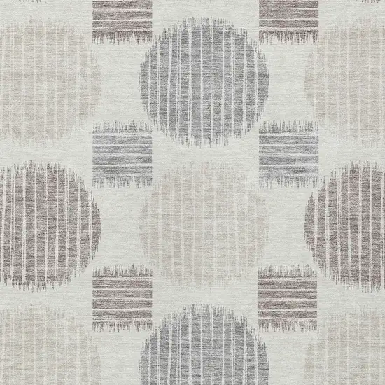 Ivory Brown And Gray Geometric Washable Indoor Outdoor Area Rug Photo 6