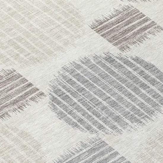 Ivory Brown And Gray Geometric Washable Indoor Outdoor Area Rug Photo 8