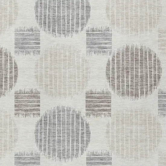 Ivory Brown And Gray Geometric Washable Indoor Outdoor Area Rug Photo 6