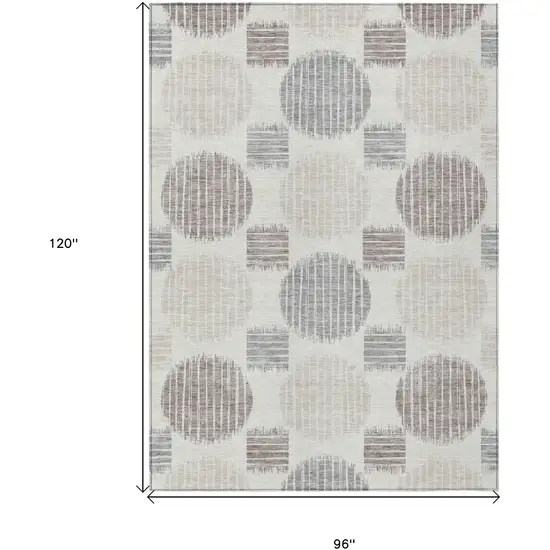 Ivory Brown And Gray Geometric Washable Indoor Outdoor Area Rug Photo 3
