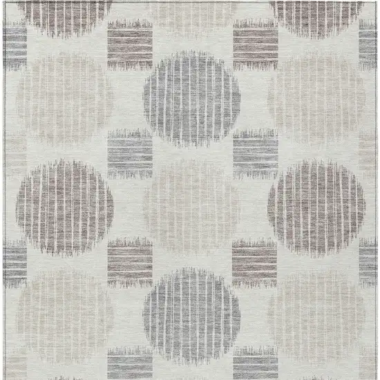 Ivory Brown And Gray Geometric Washable Indoor Outdoor Area Rug Photo 7