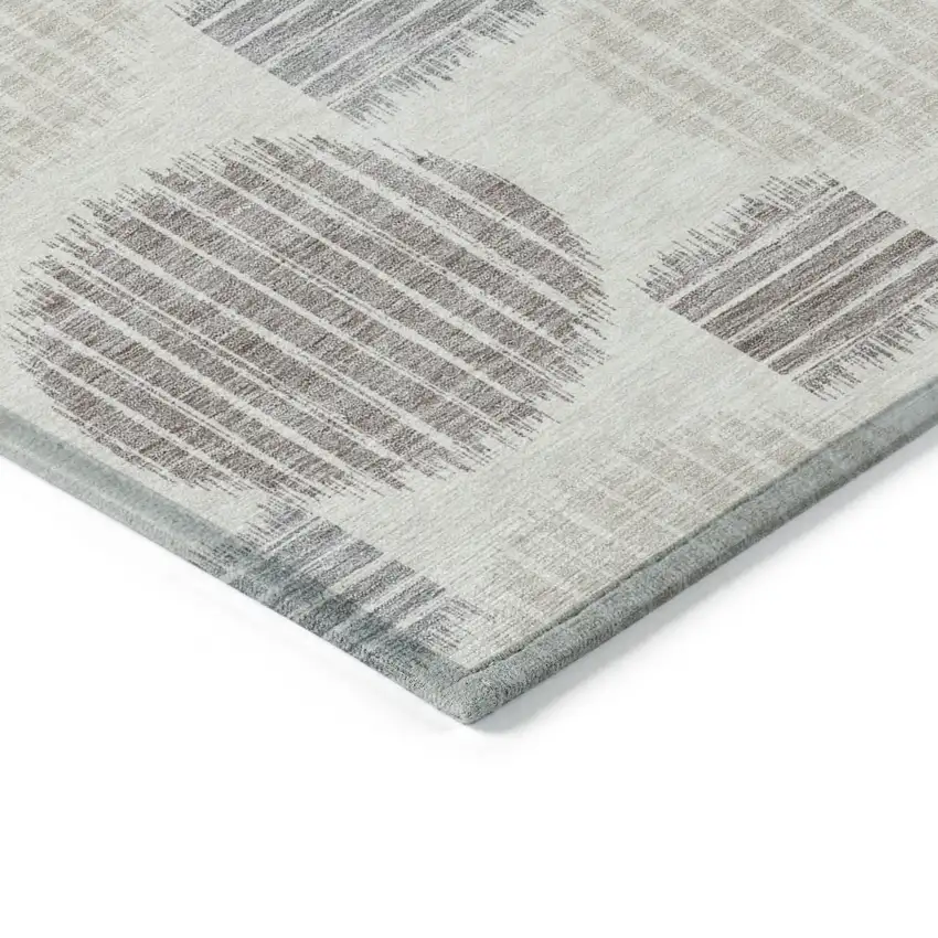 Ivory Brown And Gray Geometric Washable Indoor Outdoor Area Rug Photo 5