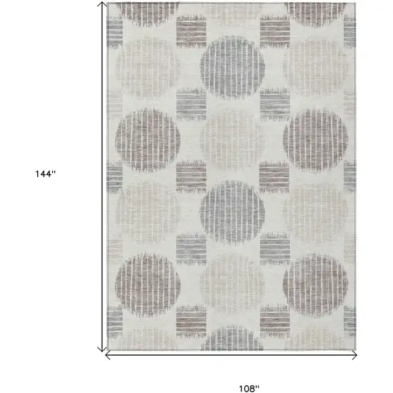 Ivory Brown And Gray Geometric Washable Indoor Outdoor Area Rug Photo 3