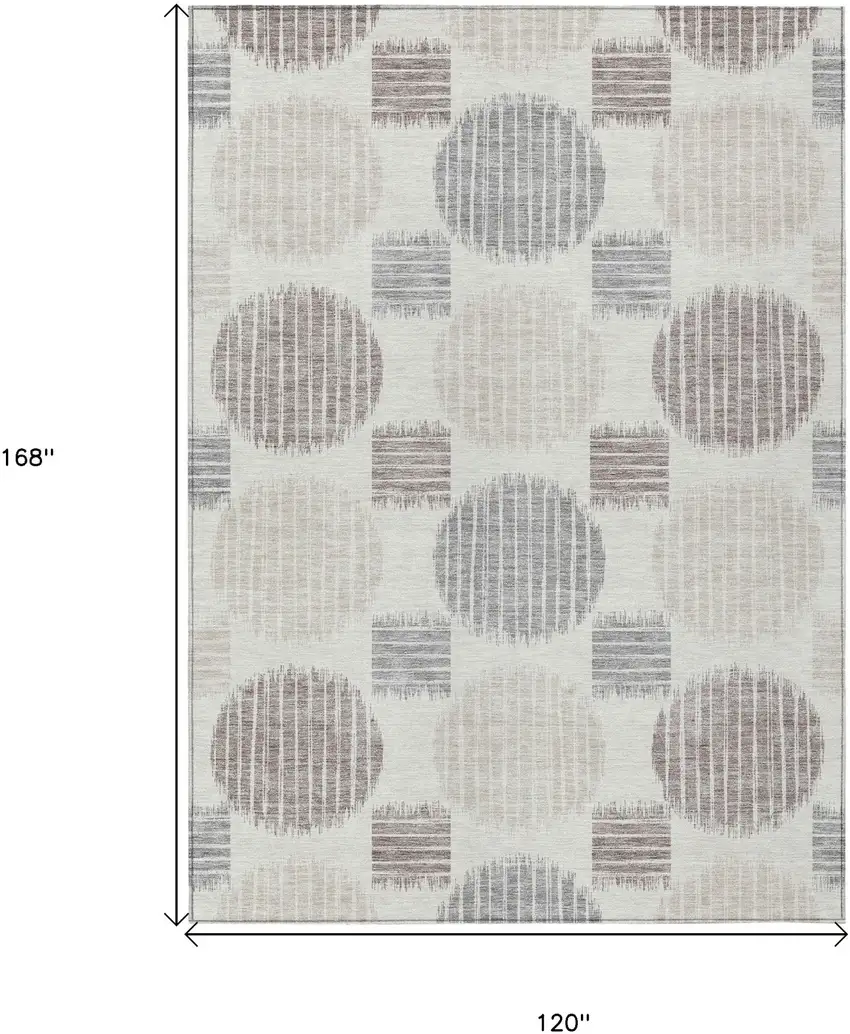 Ivory Brown And Gray Geometric Washable Indoor Outdoor Area Rug Photo 3