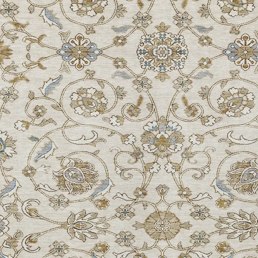 Ivory Brown And Gray Moroccan Washable Indoor Outdoor Area Rug Photo 5