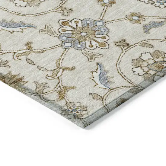 Ivory Brown And Gray Moroccan Washable Indoor Outdoor Area Rug Photo 4