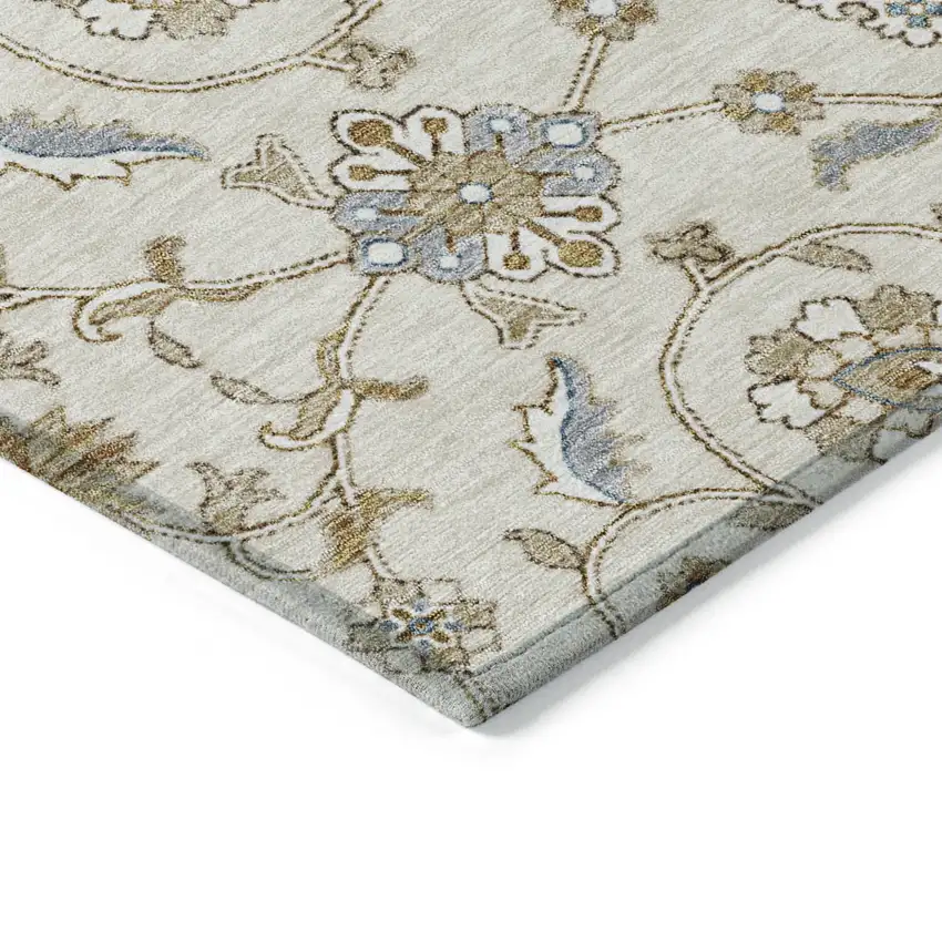 Ivory Brown And Gray Moroccan Washable Indoor Outdoor Area Rug Photo 4