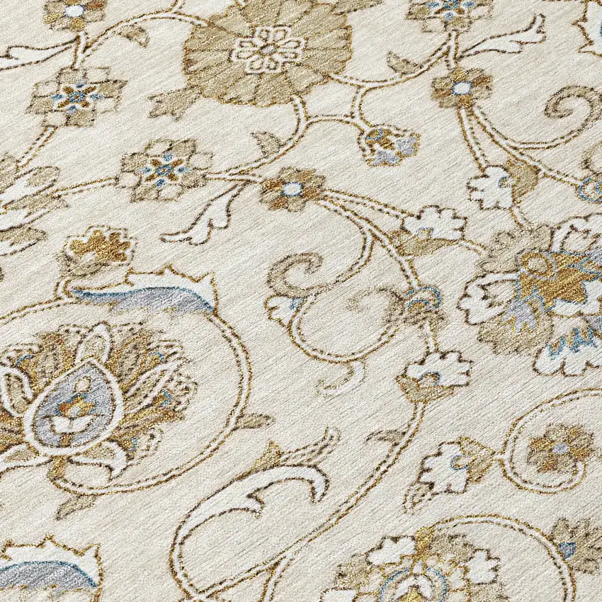 Ivory Brown And Gray Moroccan Washable Indoor Outdoor Area Rug Photo 8