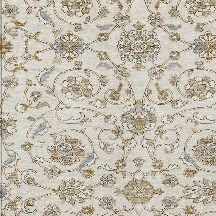 Ivory Brown And Gray Moroccan Washable Indoor Outdoor Area Rug Photo 5