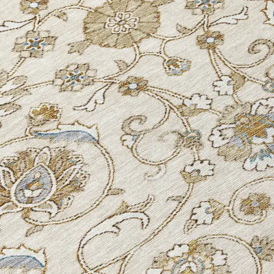 Ivory Brown And Gray Moroccan Washable Indoor Outdoor Area Rug Photo 8