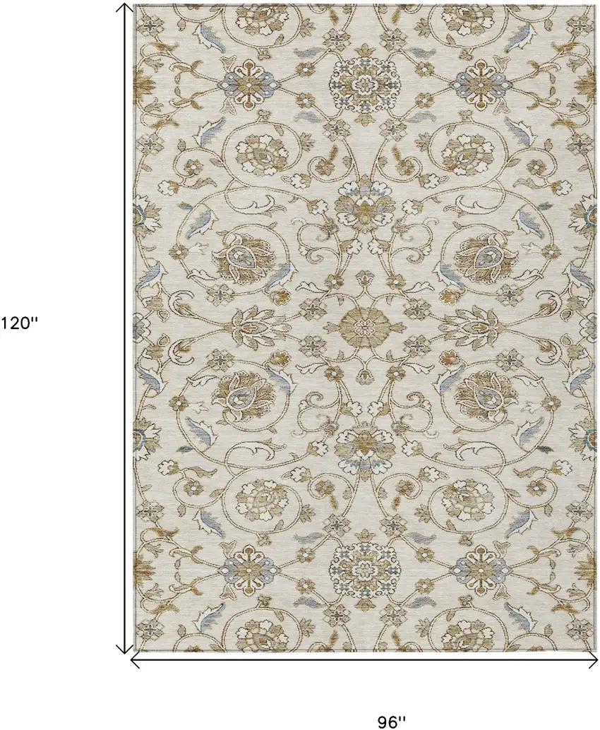 Ivory Brown And Gray Moroccan Washable Indoor Outdoor Area Rug Photo 7