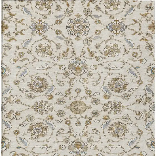 Ivory Brown And Gray Moroccan Washable Indoor Outdoor Area Rug Photo 6