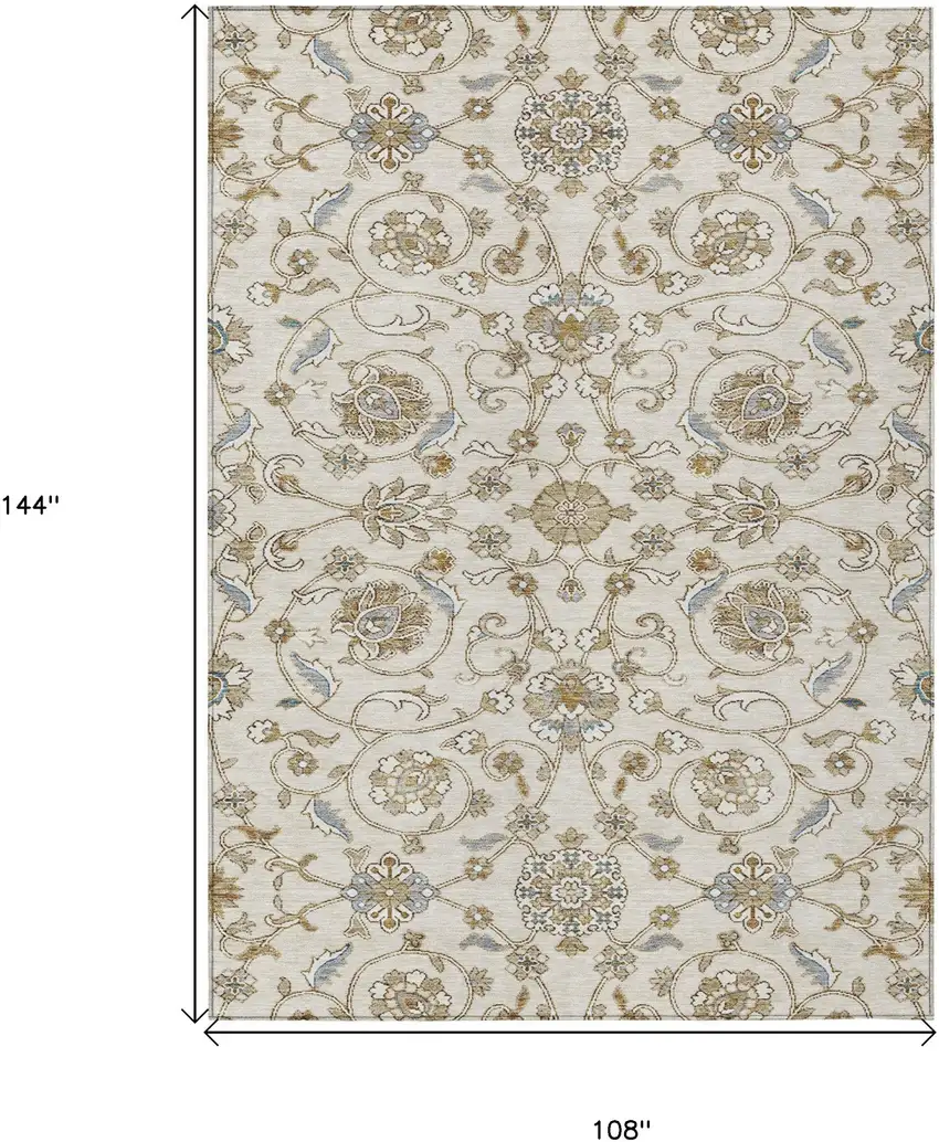 Ivory Brown And Gray Moroccan Washable Indoor Outdoor Area Rug Photo 7