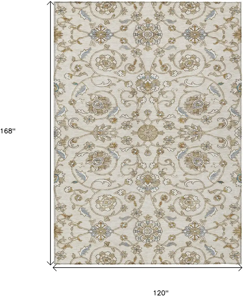 Ivory Brown And Gray Moroccan Washable Indoor Outdoor Area Rug Photo 7