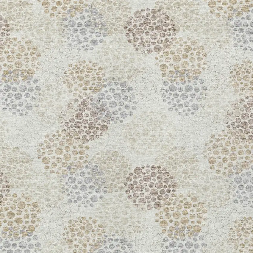 Ivory Brown And Gray Polka Dot Washable Indoor Outdoor Area Rug Photo 7
