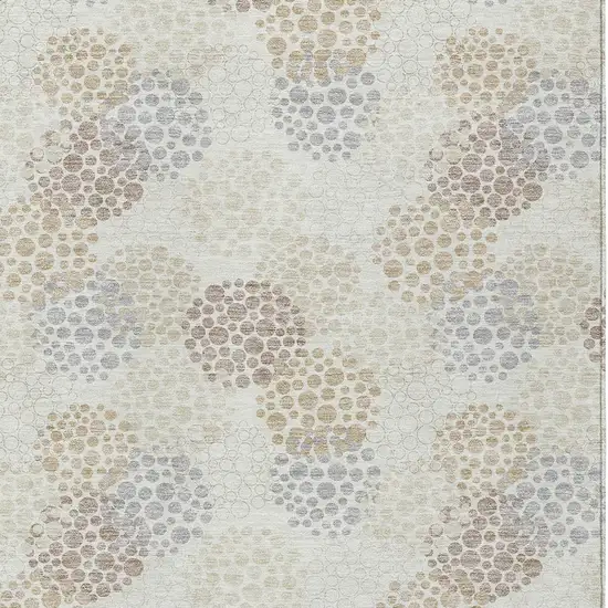 Ivory Brown And Gray Polka Dot Washable Indoor Outdoor Area Rug Photo 7
