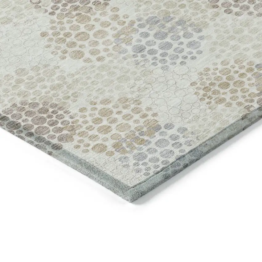 Ivory Brown And Gray Polka Dot Washable Indoor Outdoor Area Rug Photo 5