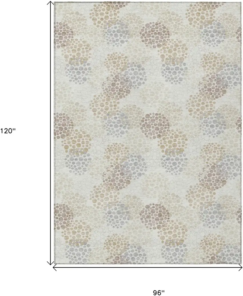 Ivory Brown And Gray Polka Dot Washable Indoor Outdoor Area Rug Photo 3