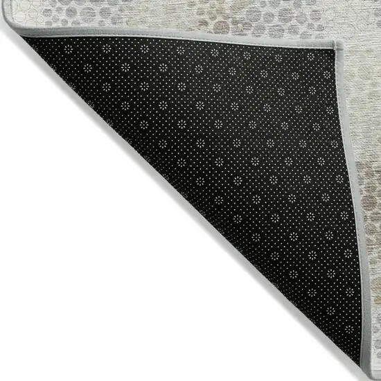 Ivory Brown And Gray Polka Dot Washable Indoor Outdoor Area Rug Photo 4