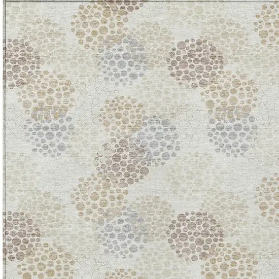 Ivory Brown And Gray Polka Dot Washable Indoor Outdoor Area Rug Photo 7