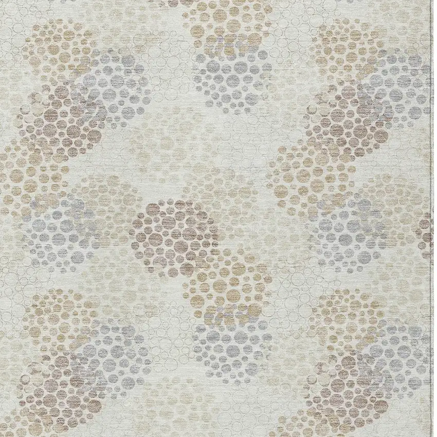 Ivory Brown And Gray Polka Dot Washable Indoor Outdoor Area Rug Photo 7