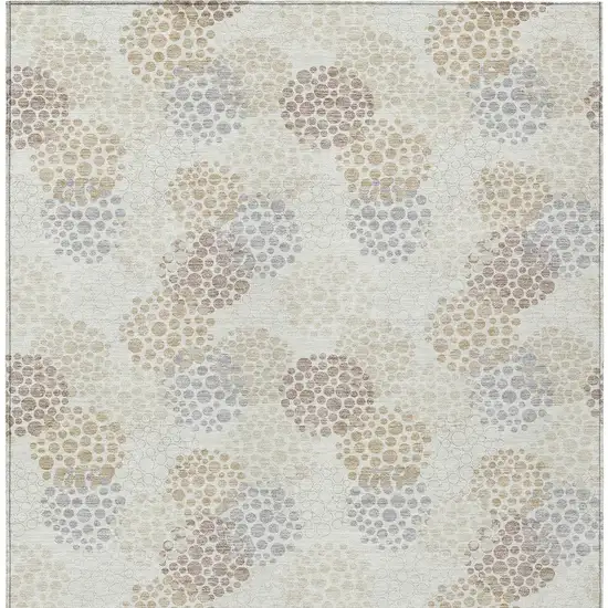 Ivory Brown And Gray Polka Dot Washable Indoor Outdoor Area Rug Photo 8