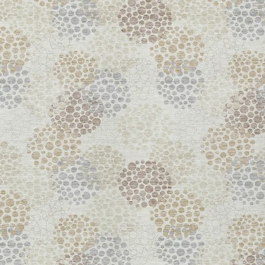 Ivory Brown And Gray Polka Dot Washable Indoor Outdoor Area Rug Photo 7
