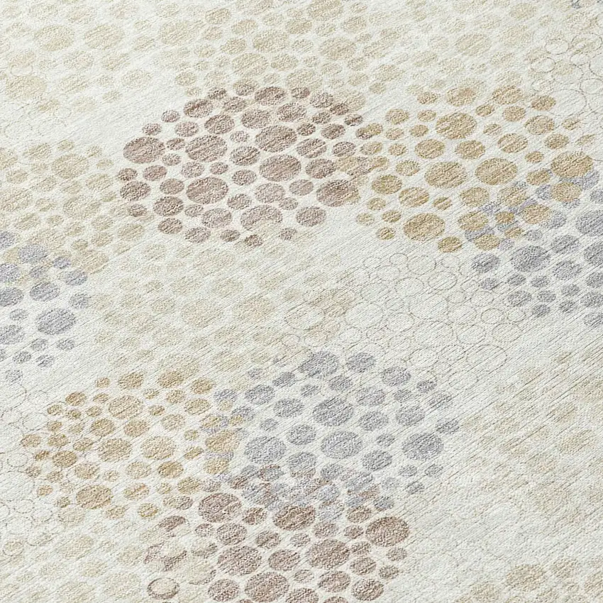 Ivory Brown And Gray Polka Dot Washable Indoor Outdoor Area Rug Photo 6