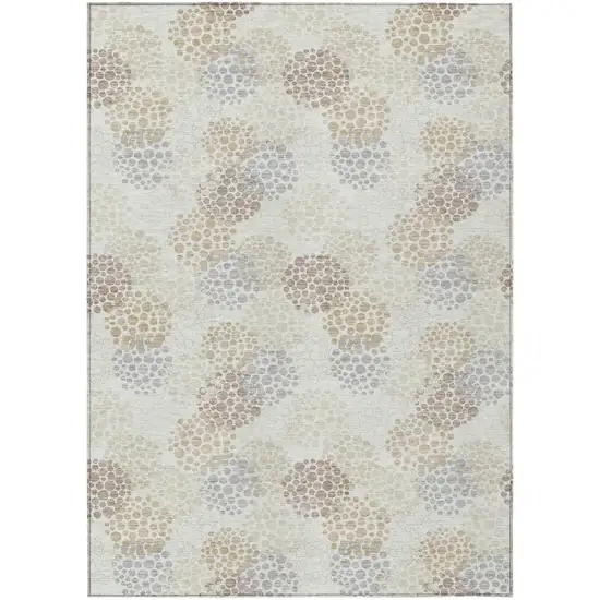 Ivory Brown And Gray Polka Dot Washable Indoor Outdoor Area Rug Photo 2